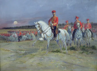 Zarewitsch Nikolaus (1894-1917) inspiziert die Truppen, 1899